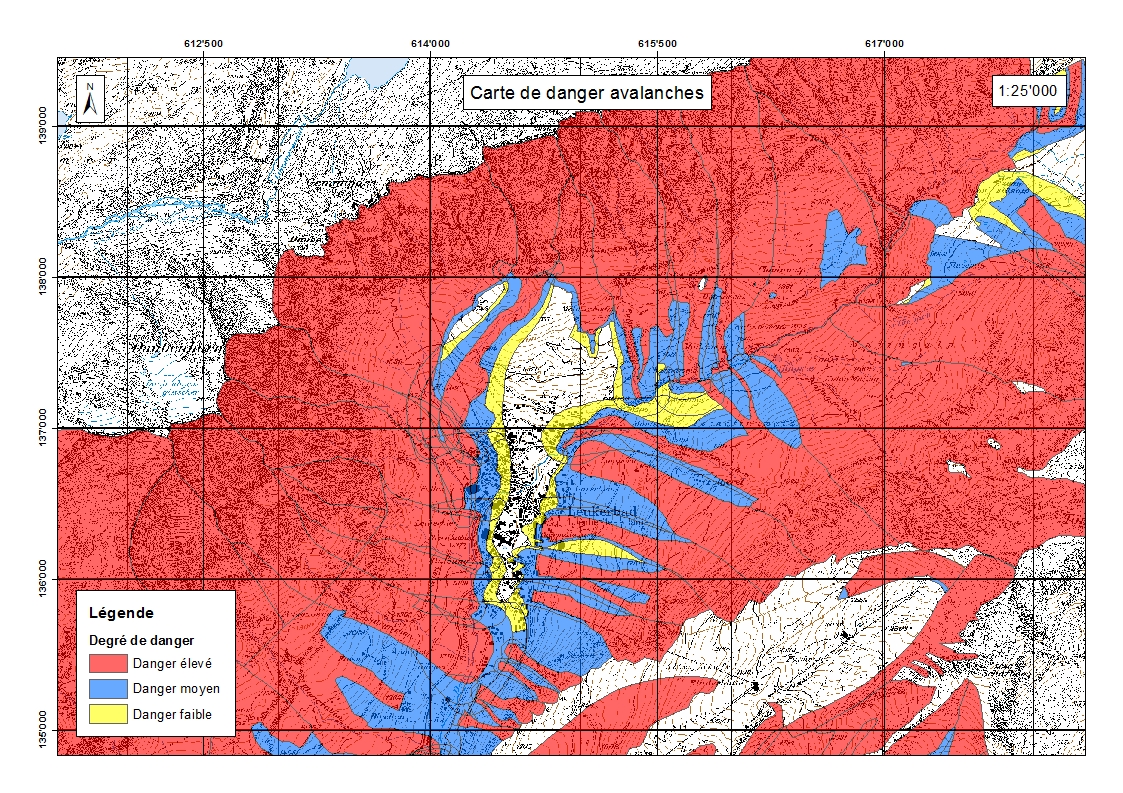 Exemple d'une carte de danger avalanches.